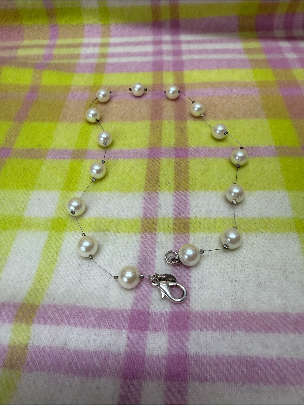 Timeless White Pearl Station Necklace with Silver Accents